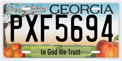 GA license plate PXF5694