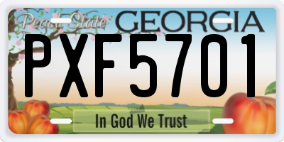 GA license plate PXF5701
