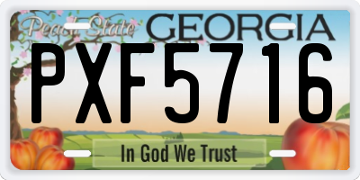GA license plate PXF5716