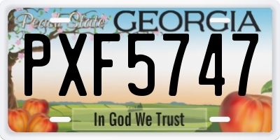 GA license plate PXF5747