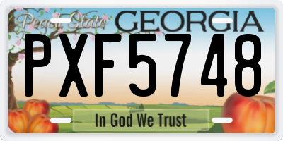 GA license plate PXF5748