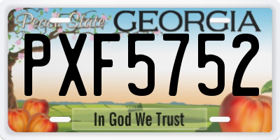 GA license plate PXF5752