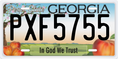 GA license plate PXF5755