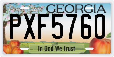 GA license plate PXF5760