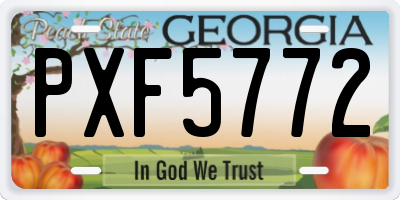 GA license plate PXF5772