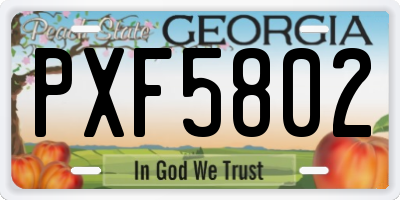 GA license plate PXF5802