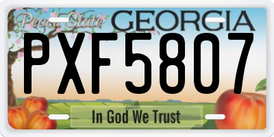 GA license plate PXF5807