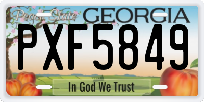GA license plate PXF5849