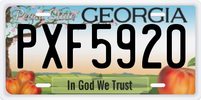 GA license plate PXF5920