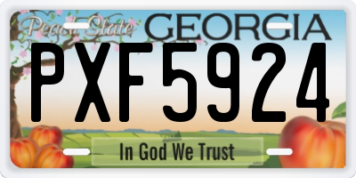 GA license plate PXF5924