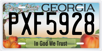 GA license plate PXF5928