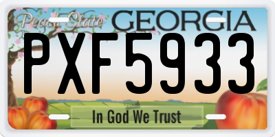 GA license plate PXF5933
