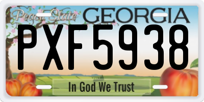 GA license plate PXF5938