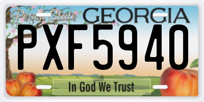 GA license plate PXF5940