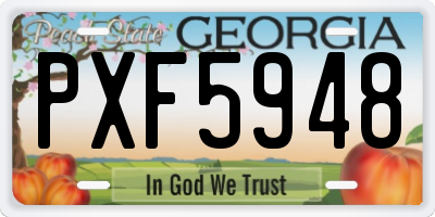 GA license plate PXF5948