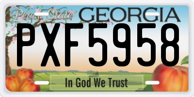 GA license plate PXF5958