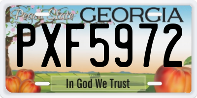 GA license plate PXF5972