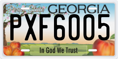 GA license plate PXF6005