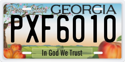 GA license plate PXF6010