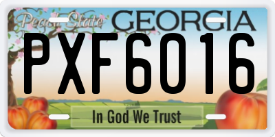 GA license plate PXF6016