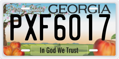 GA license plate PXF6017