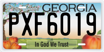 GA license plate PXF6019