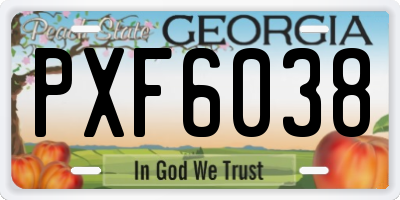 GA license plate PXF6038