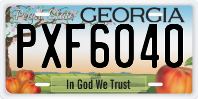 GA license plate PXF6040