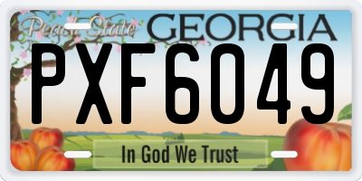GA license plate PXF6049