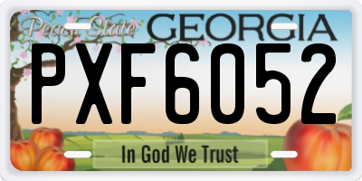 GA license plate PXF6052