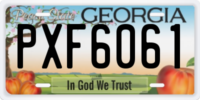 GA license plate PXF6061