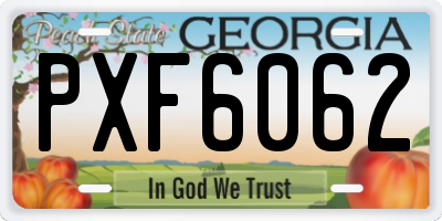 GA license plate PXF6062