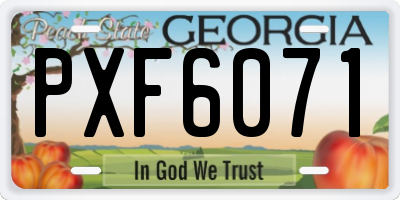 GA license plate PXF6071
