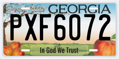 GA license plate PXF6072