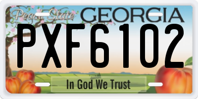 GA license plate PXF6102
