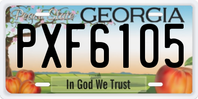 GA license plate PXF6105