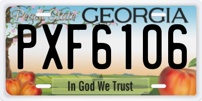 GA license plate PXF6106