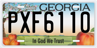 GA license plate PXF6110