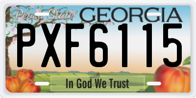GA license plate PXF6115