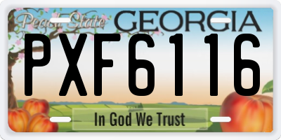 GA license plate PXF6116