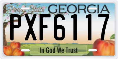 GA license plate PXF6117