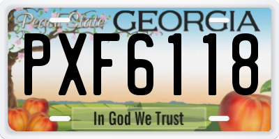 GA license plate PXF6118