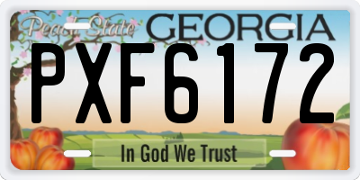 GA license plate PXF6172