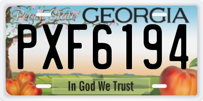 GA license plate PXF6194