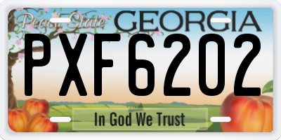 GA license plate PXF6202