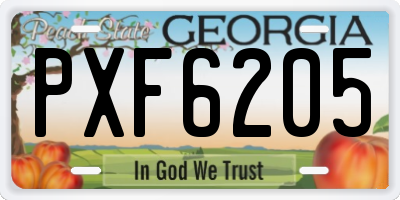 GA license plate PXF6205