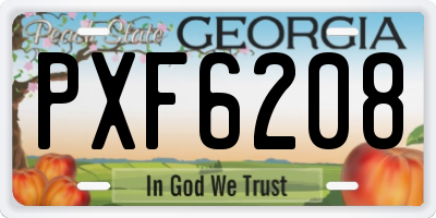 GA license plate PXF6208