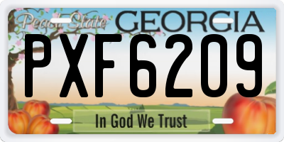 GA license plate PXF6209