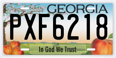 GA license plate PXF6218