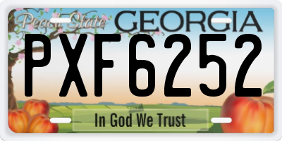 GA license plate PXF6252